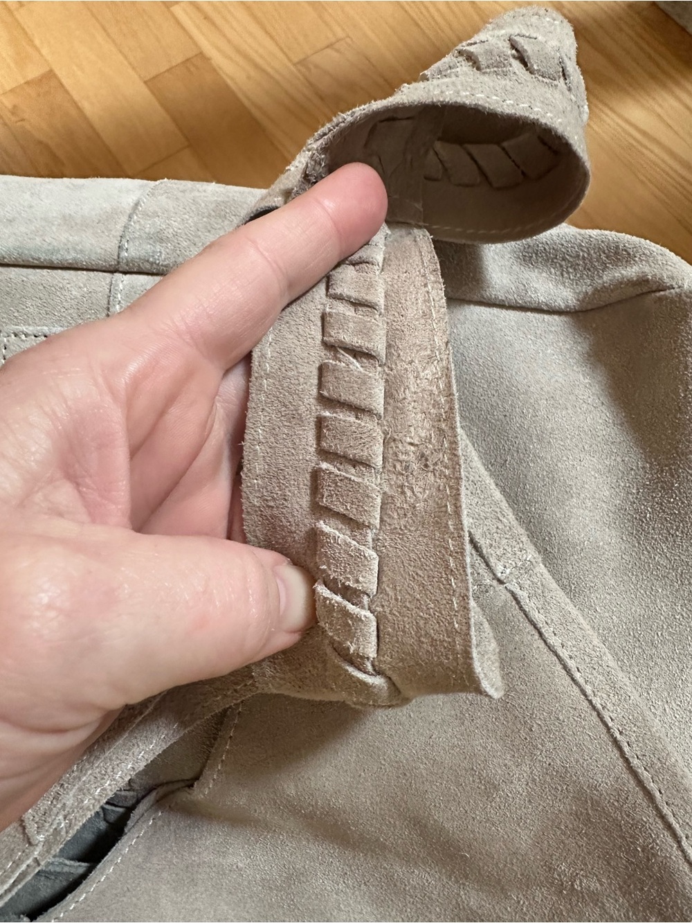 Haute Hippie Grey/Beige Suede Shoulder Hobo Bag - Picture 2 of 12